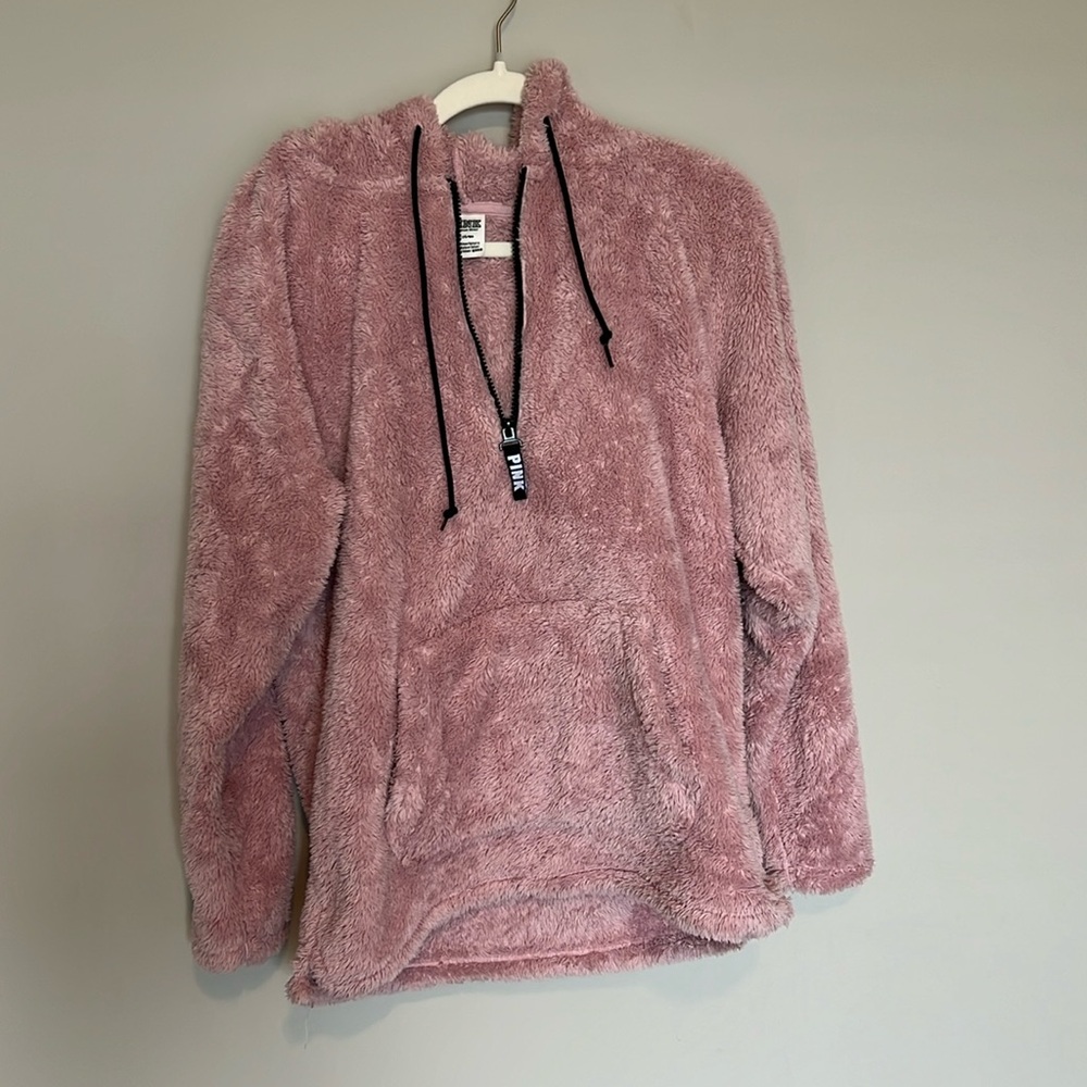PINK Victoria’s Secret Half Zip Teddy Hoodie - size M